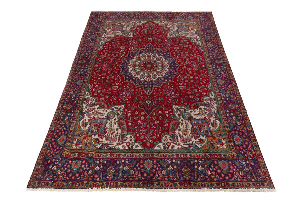 Persian Tabriz oversized rug in deep red and burgundy