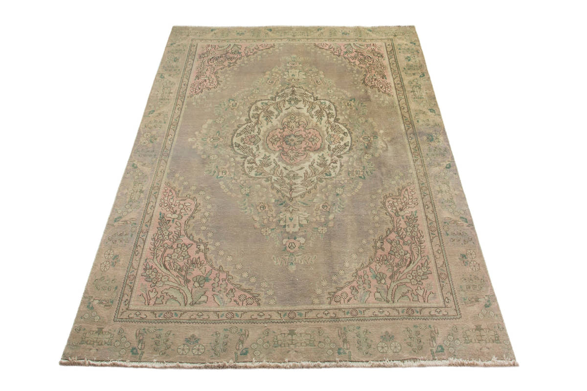 Persian Tabriz oversized rug in taupe and sage, view 2 of 19