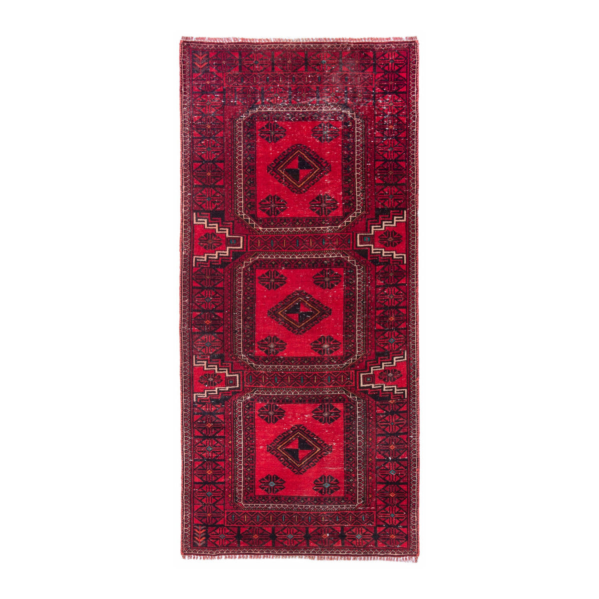 Persian Baluch accent rug in deep red and burgundy, 2'5" x 5'4"