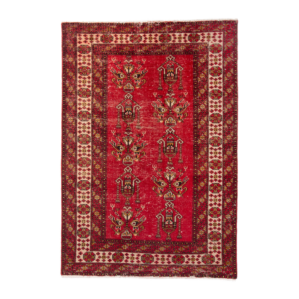 Persian Ferdos accent rug in deep red and burgundy, 3'3" x 4'11"