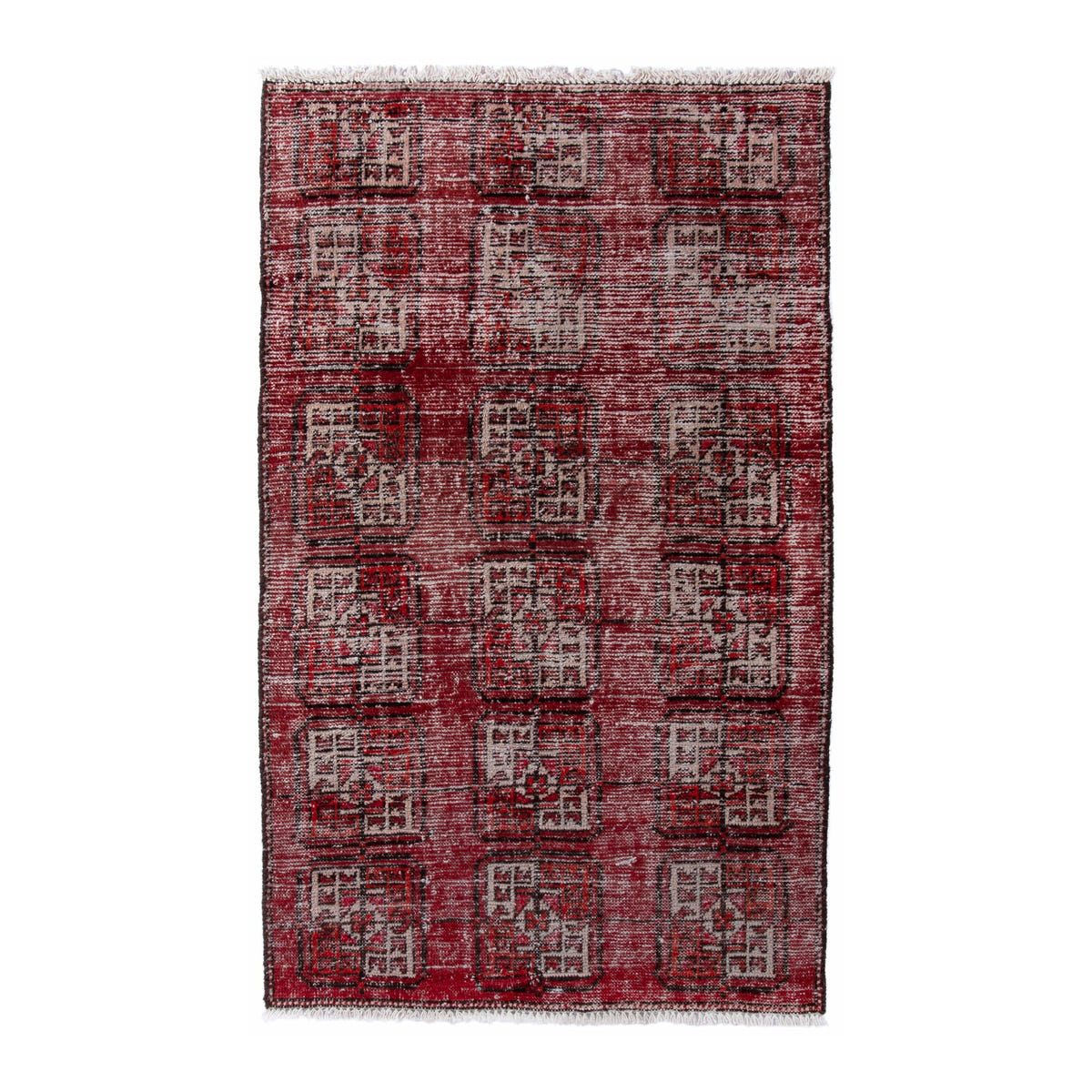 Persian Ferdos accent rug in burgundy and muted pink, 2'8" x 4'7"