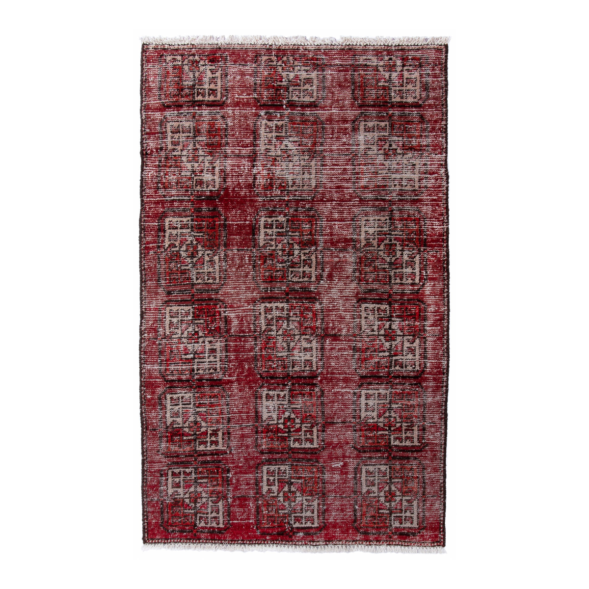 Persian Ferdos accent rug in burgundy and muted pink, 2'8" x 4'7"