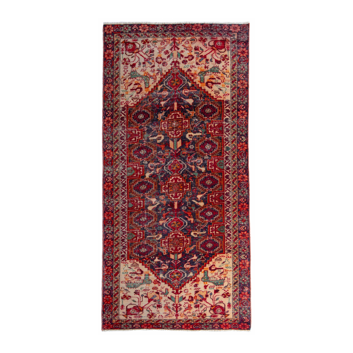 Persian Baluch runner rug in burgundy and deep red, 3'1" x 6'8"