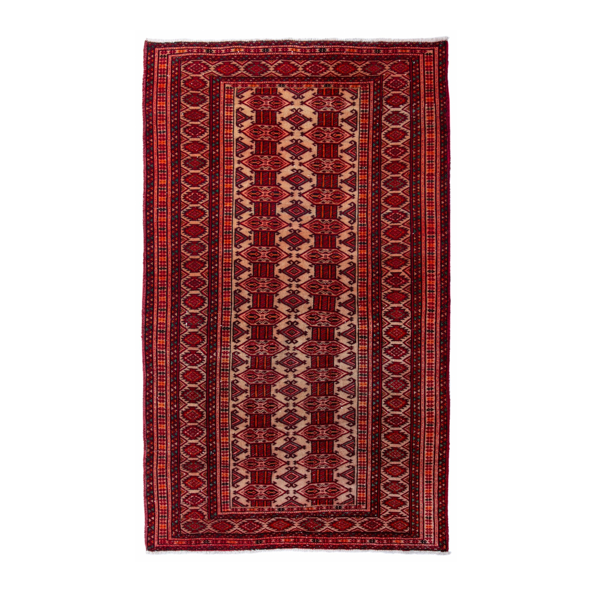 Persian Baluch accent rug in burgundy and cream, 3'6" x 6'
