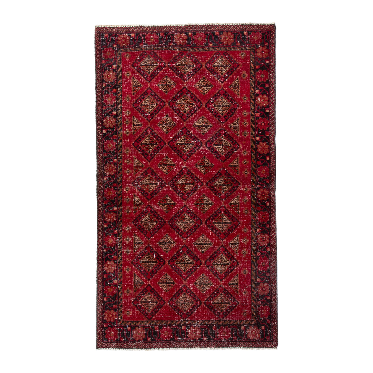 Persian Baluch accent rug in deep red and gold, 2'10" x 5'3"