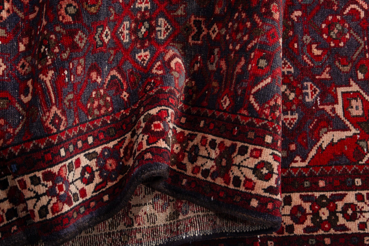 Turkish Anatolian runner rug in deep red and charcoal, view 7 of 18