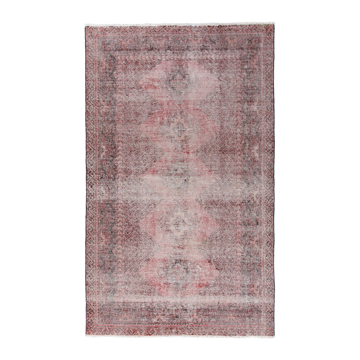 Persian Ferdos area rug in muted pink and dusty rose, 4' x 6'9"