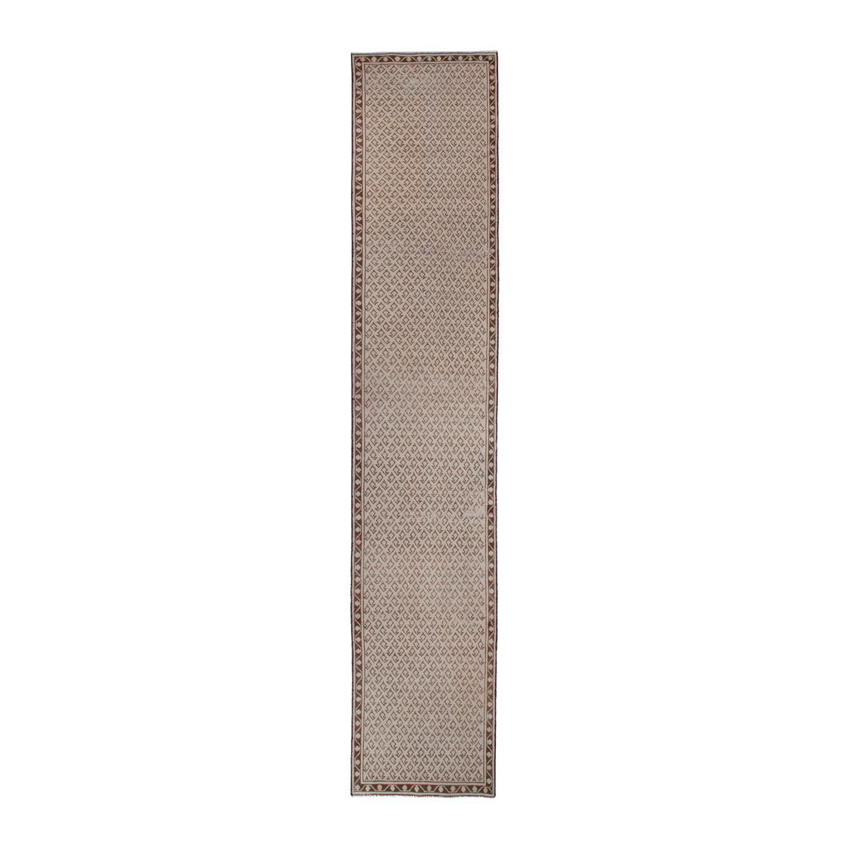 Persian Arak runner rug in taupe and greige, 2'4" x 12'10"
