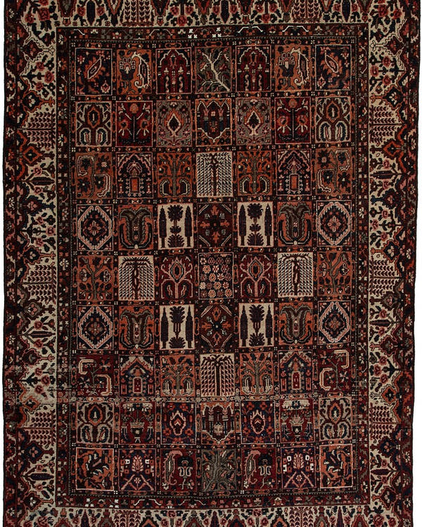 Vintage Persian Bakhtiari rug in bold multicolor