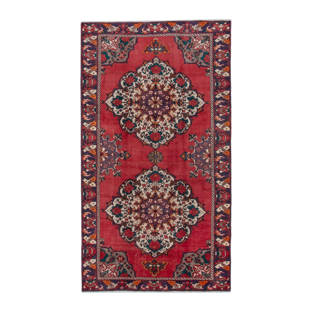 Persian Bakhtiari area rug in deep red and burgundy, 5'4" x 9'8"