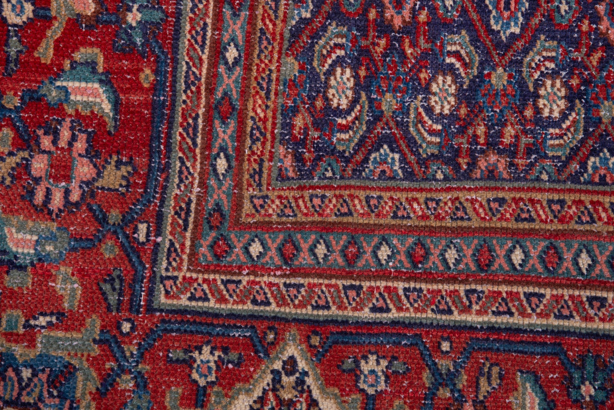 Turkish Anatolian area rug in navy and deep red, view 5 of 20