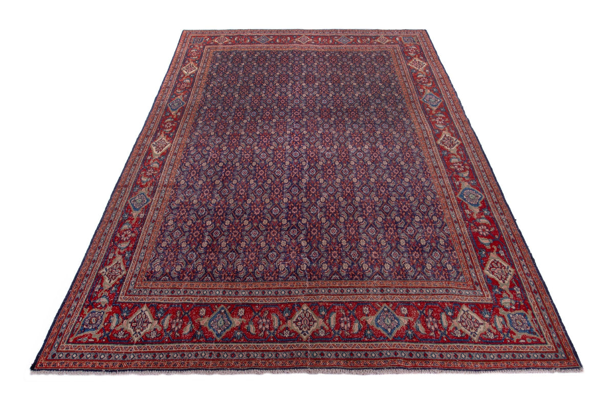 Turkish Anatolian area rug in navy and deep red, view 13 of 20