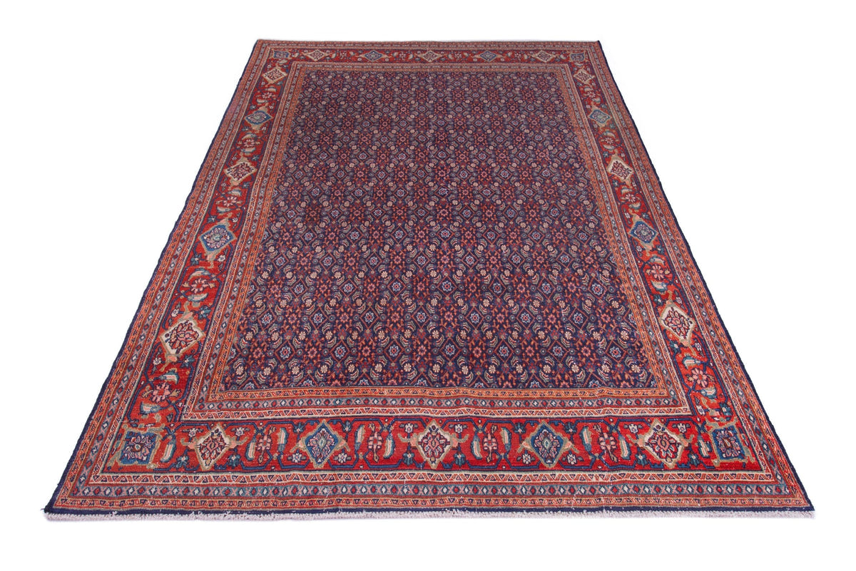 Turkish Anatolian area rug in navy and deep red, view 14 of 20