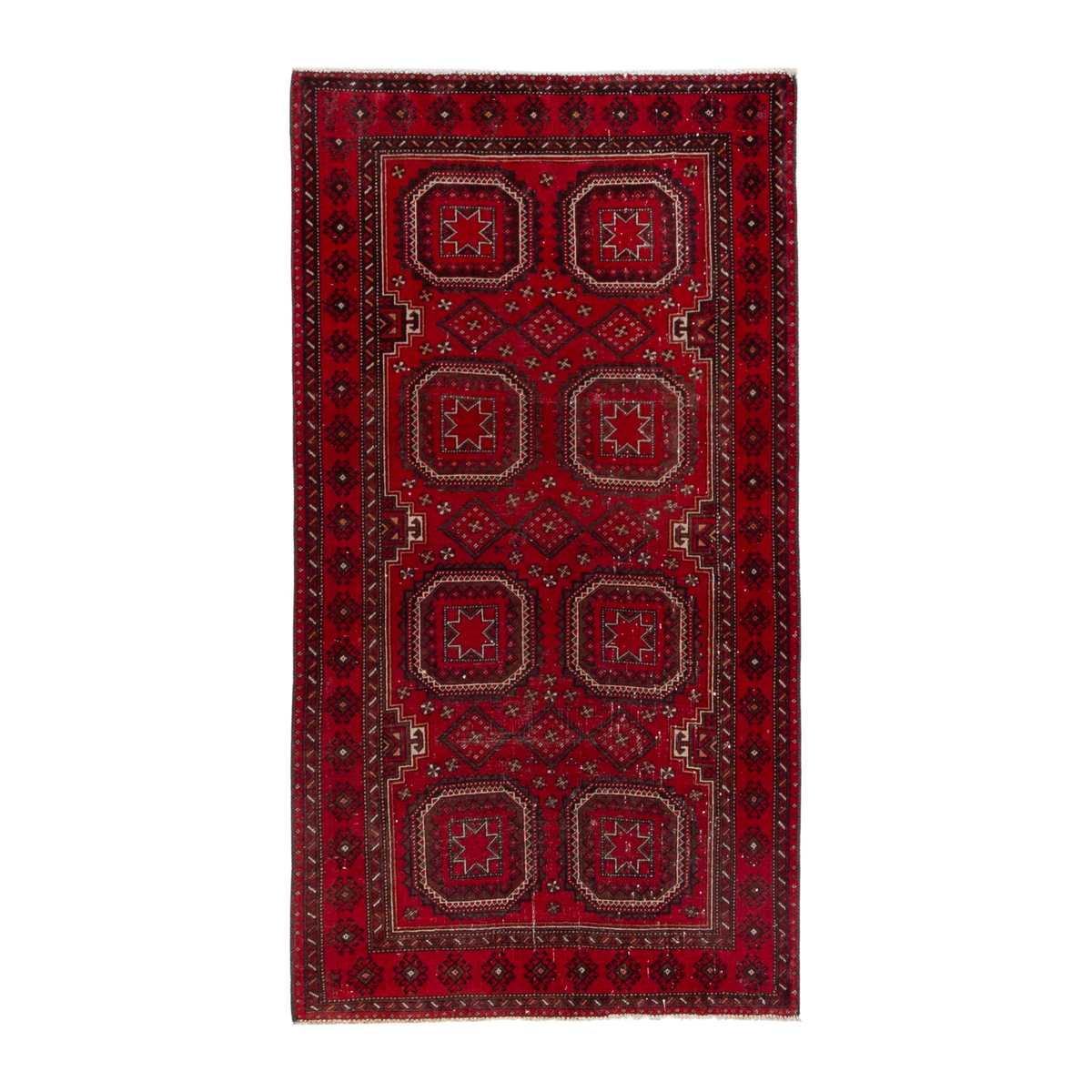 Persian Baluch accent rug in deep red and burgundy, 3'7" x 6'7"