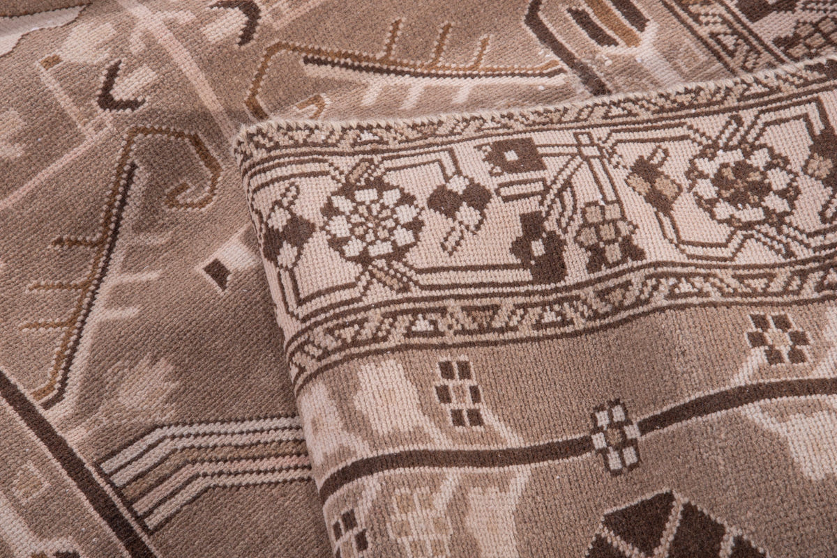 Persian Saveh runner rug in beige and greige, view 15 of 16