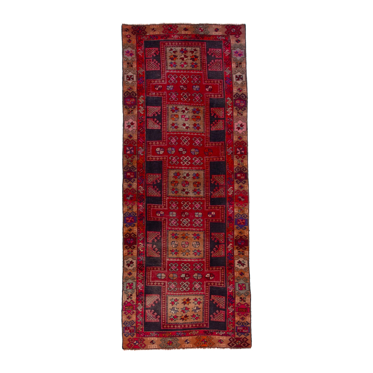Persian Ardabil runner rug in deep red and terracotta, 3'10" x 10'2"