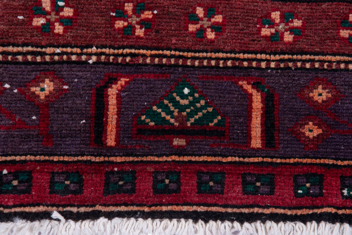 Turkish Anatolian area rug in deep red and navy, view 4 of 19