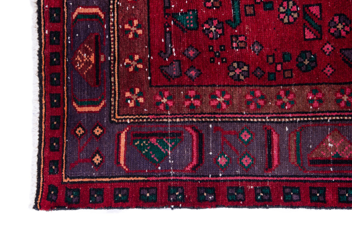 Turkish Anatolian area rug in deep red and navy, view 10 of 19