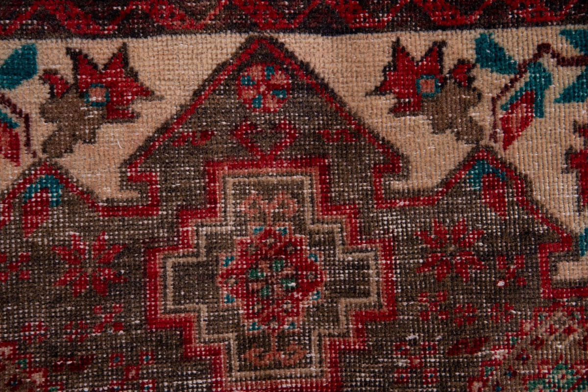 Persian Baluch accent rug in dark brown and deep red, view 12 of 17