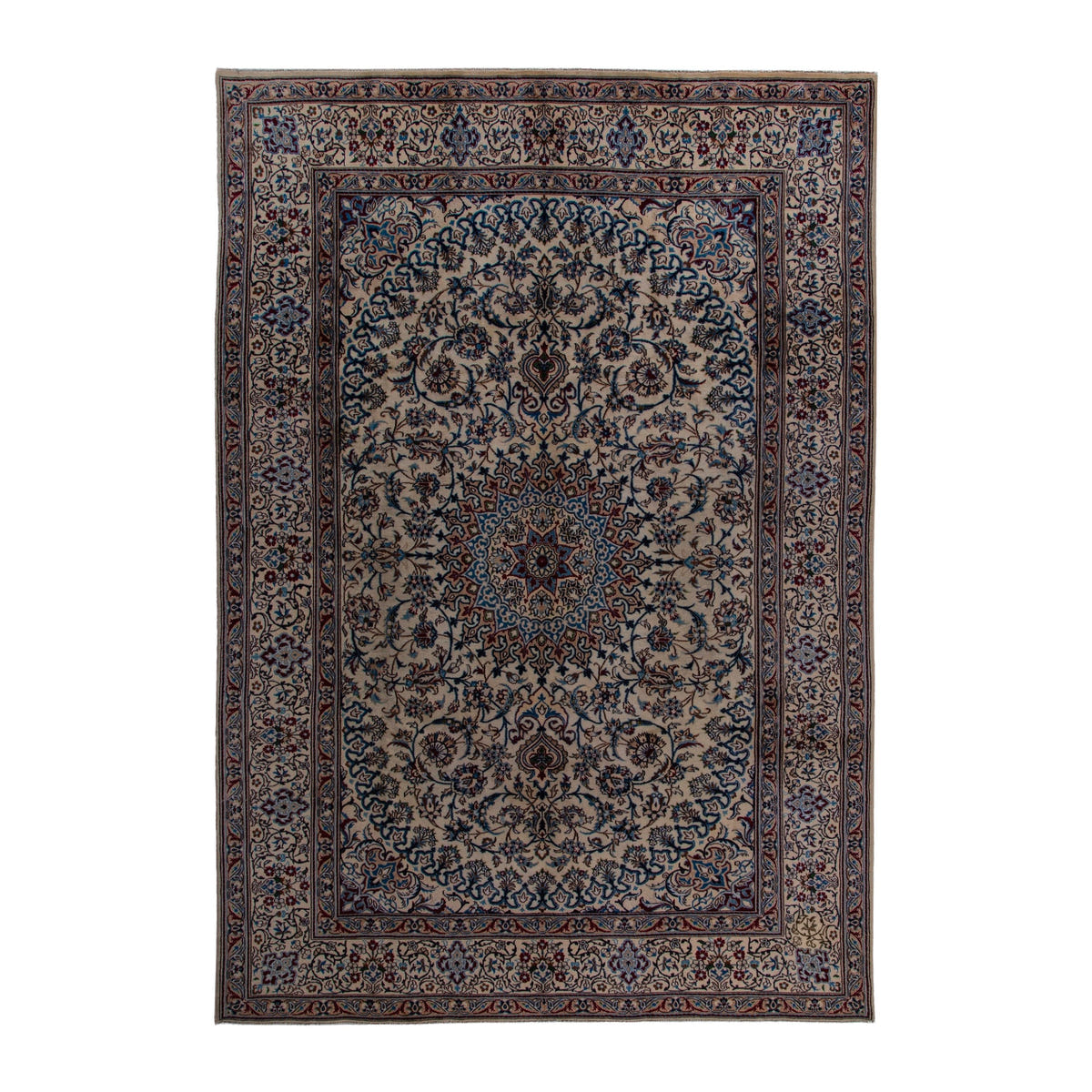 Persian Nain oversized rug in cream and navy, 8'1" x 11'7"