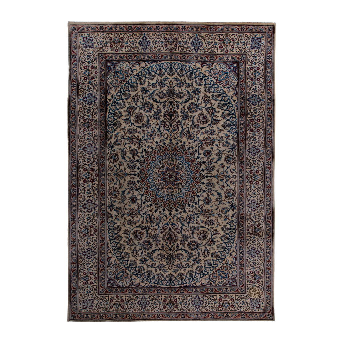 Persian Nain oversized rug in cream and navy, 8'1" x 11'7"