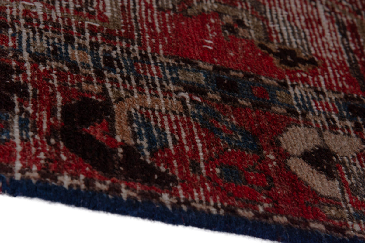 Persian Zanjan runner rug in deep red and navy, view 9 of 16