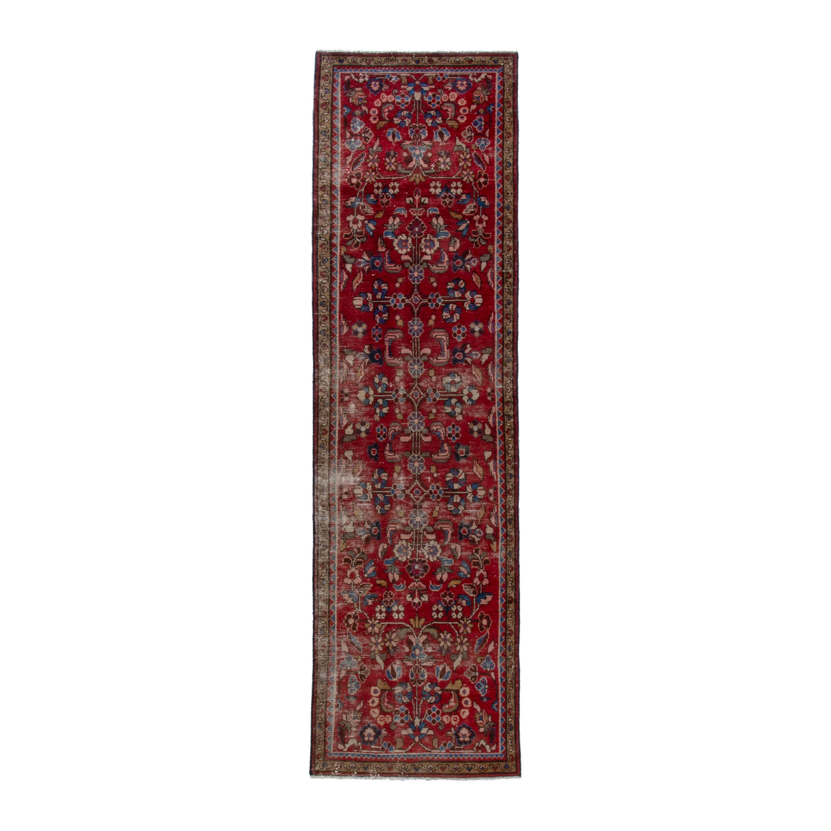 Persian Hamedan runner rug in deep red and dark brown, 2'7" x 9'1"