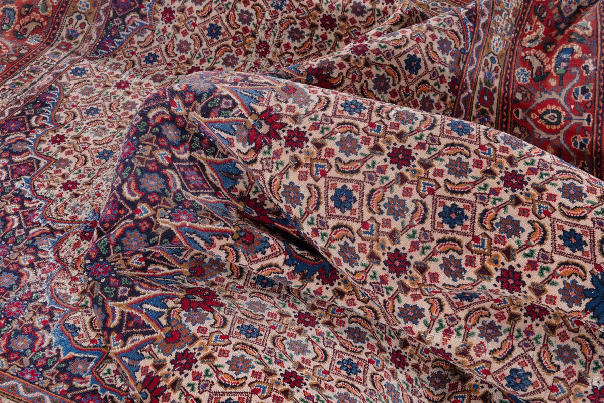 Turkish Anatolian area rug in cream and rust, view 10 of 21