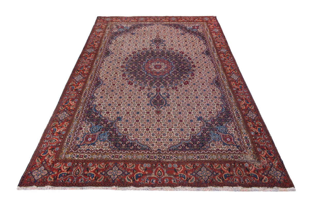 Turkish Anatolian area rug in cream and rust, view 13 of 21