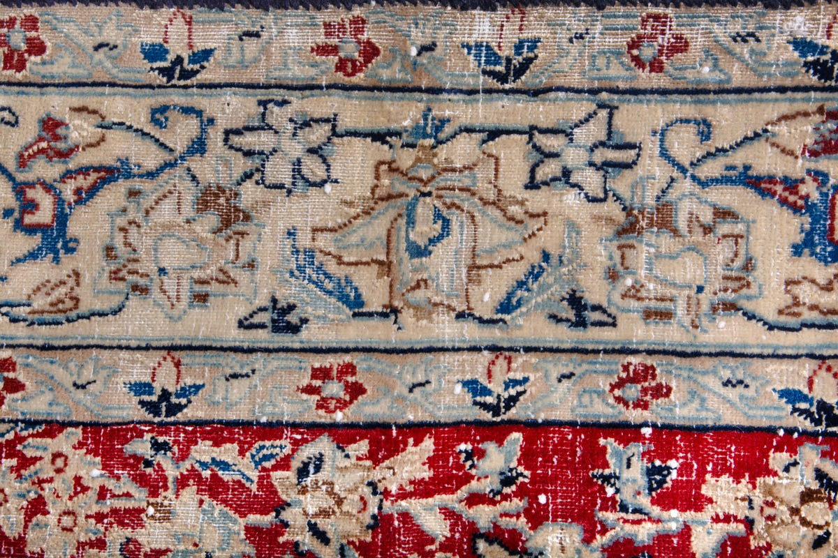 Persian Nain accent rug in deep red and cream, view 13 of 18