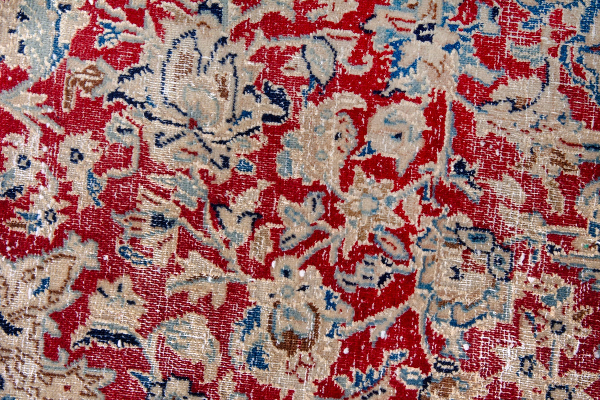 Persian Nain accent rug in deep red and cream, view 14 of 18
