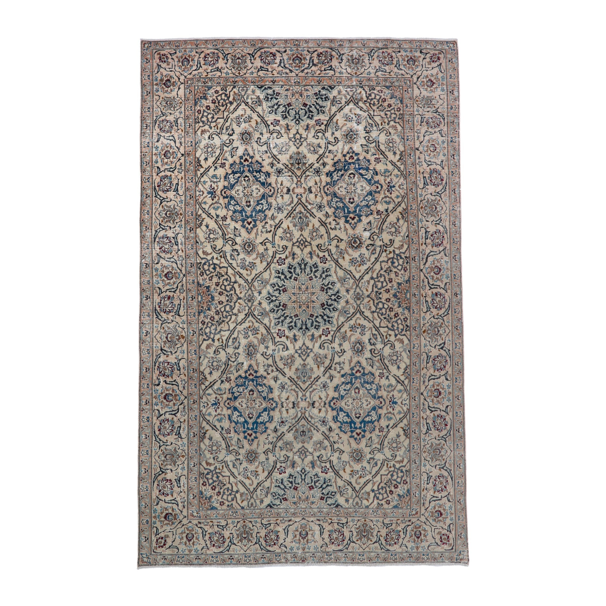 Persian Nain oversized rug in ivory and greige, 6'6" x 10'6"