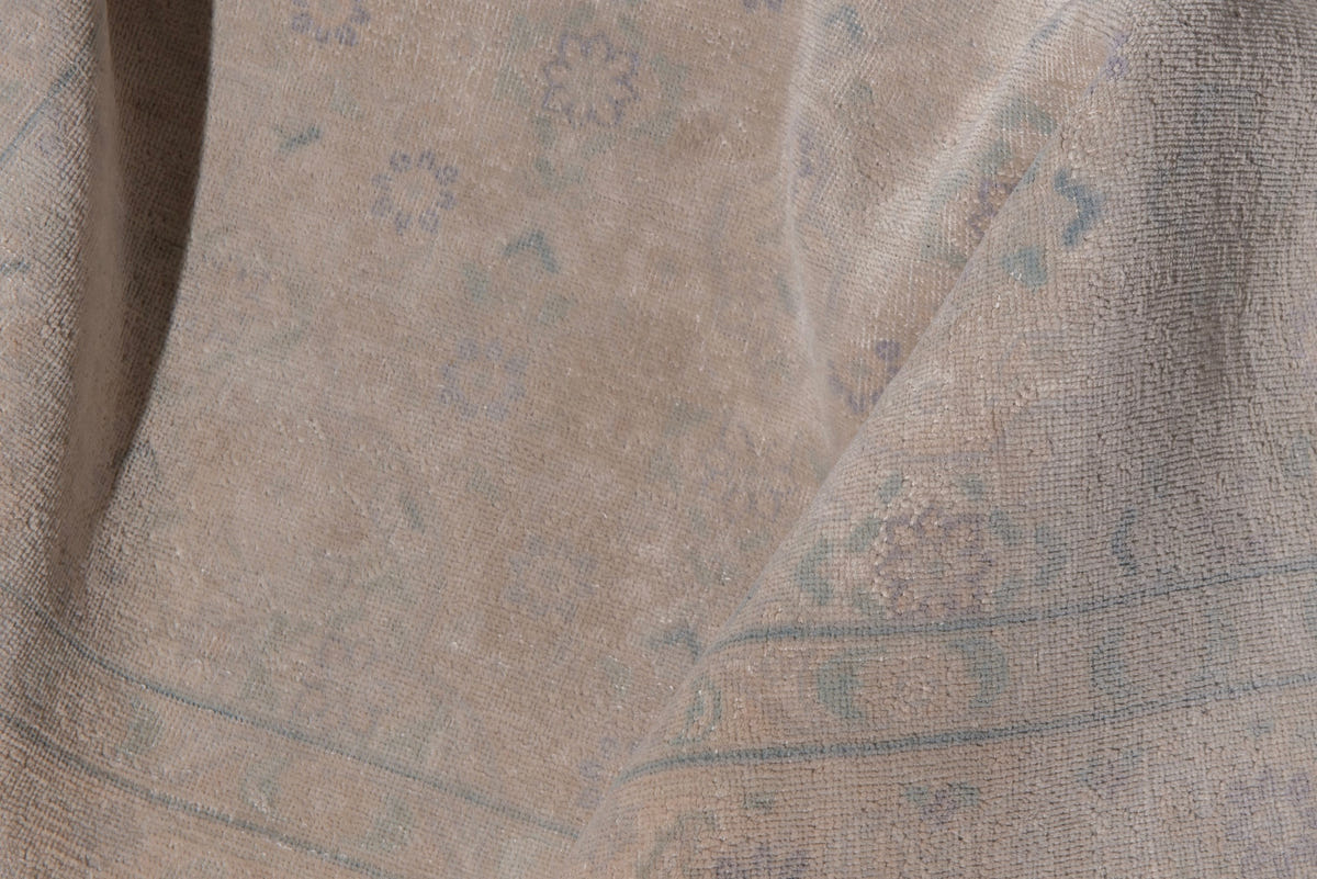 Persian Tabriz accent rug in dusty rose and greige, view 15 of 19