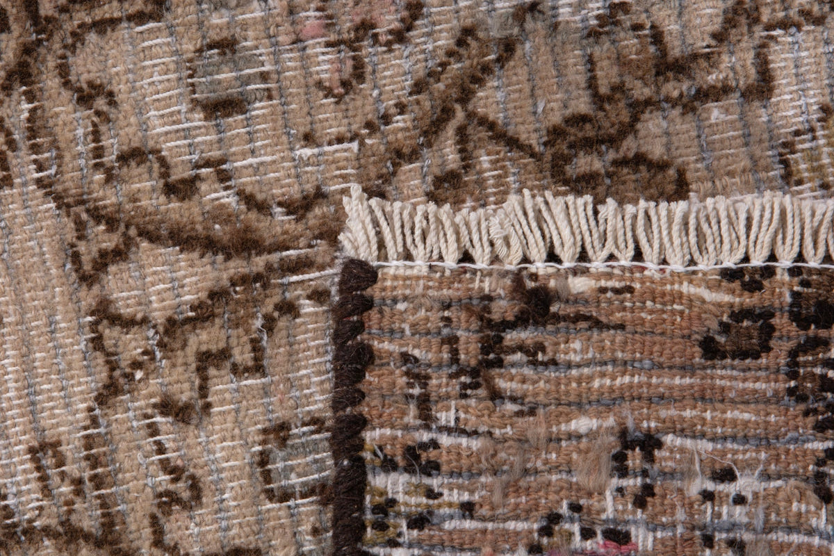 Persian Birjand runner rug in taupe and faded red, view 14 of 17