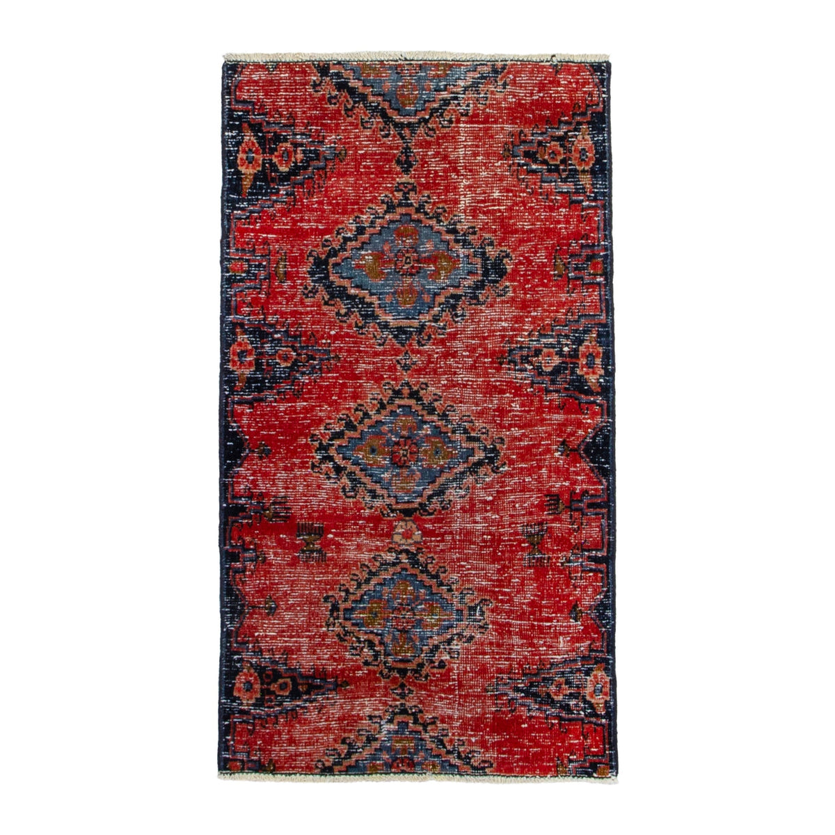 Persian Vist accent rug in deep red and dark blue, 2'6" x 4'9"