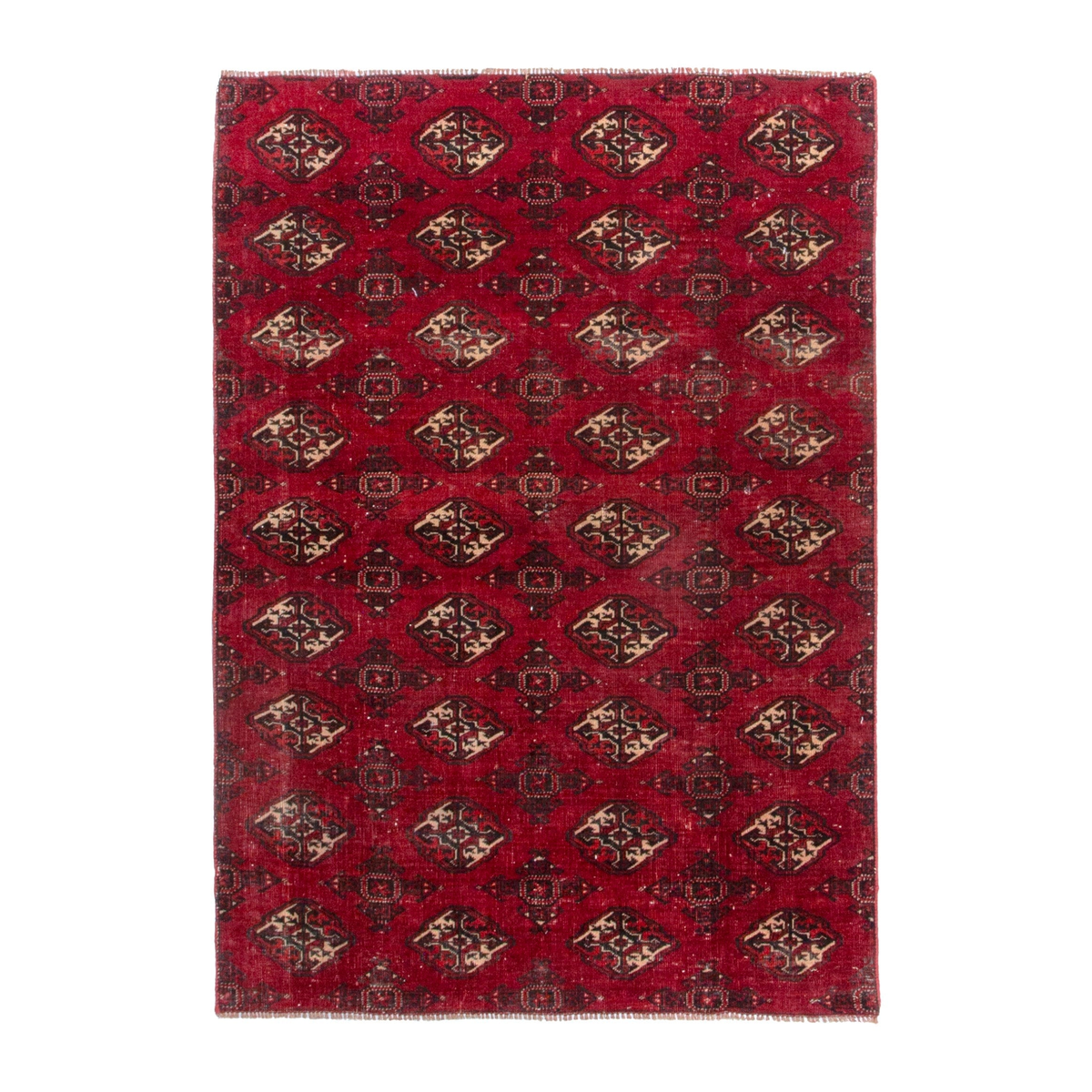 Persian Torkaman accent rug in deep red and antique gold, 4'4" x 6'1"