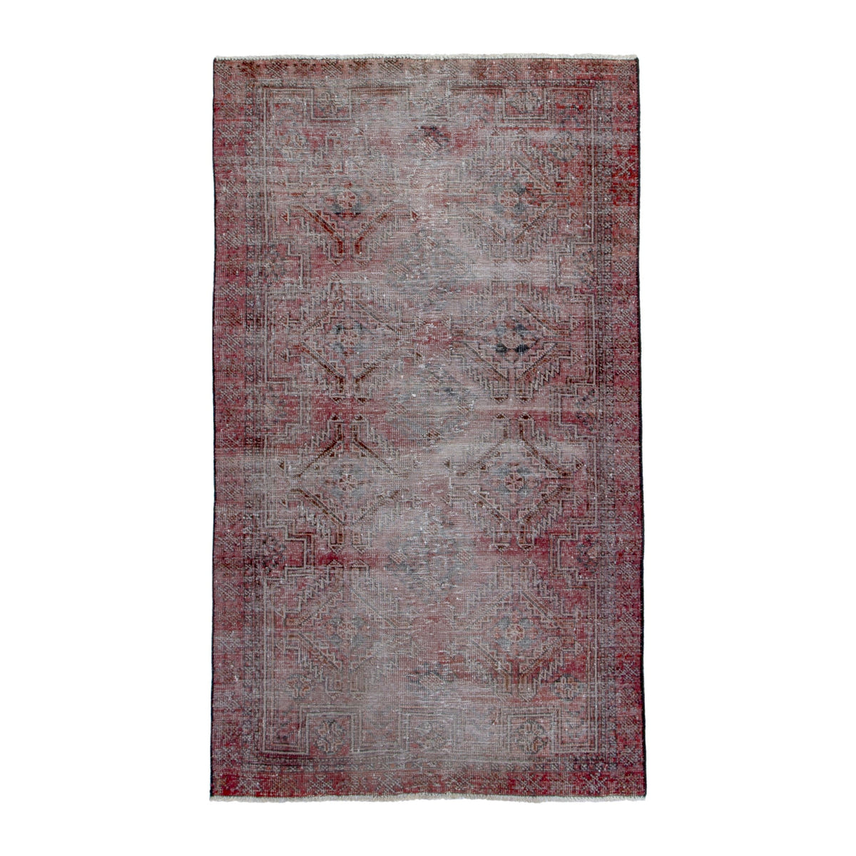 Persian Ferdos area rug in greige and faded red, 3'5" x 6'6"