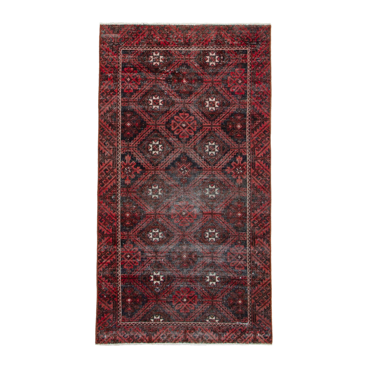 Persian Baluch accent rug in burgundy and deep red, 3'5" x 6'4"