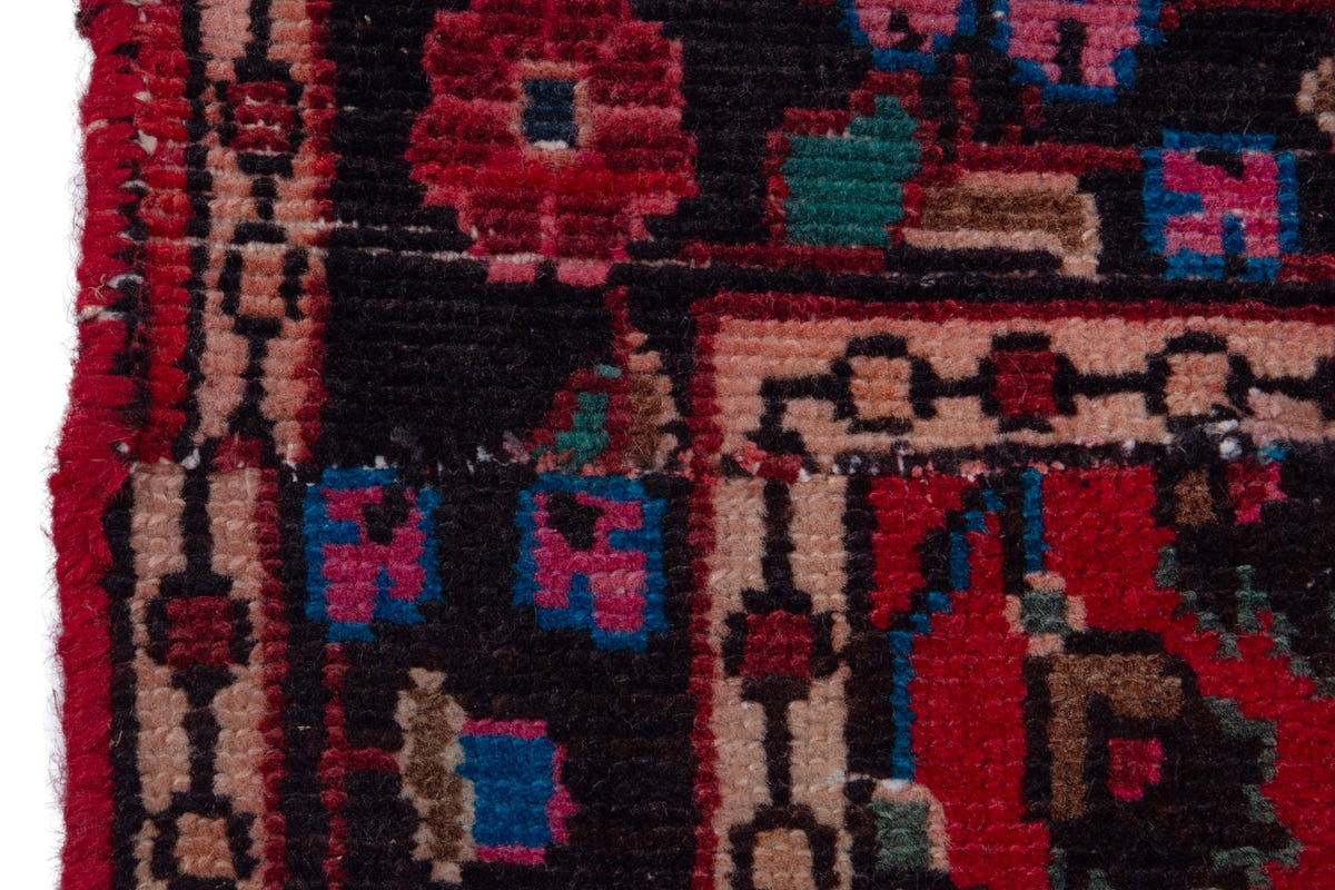 Turkish Anatolian runner rug in deep red and navy, view 4 of 22