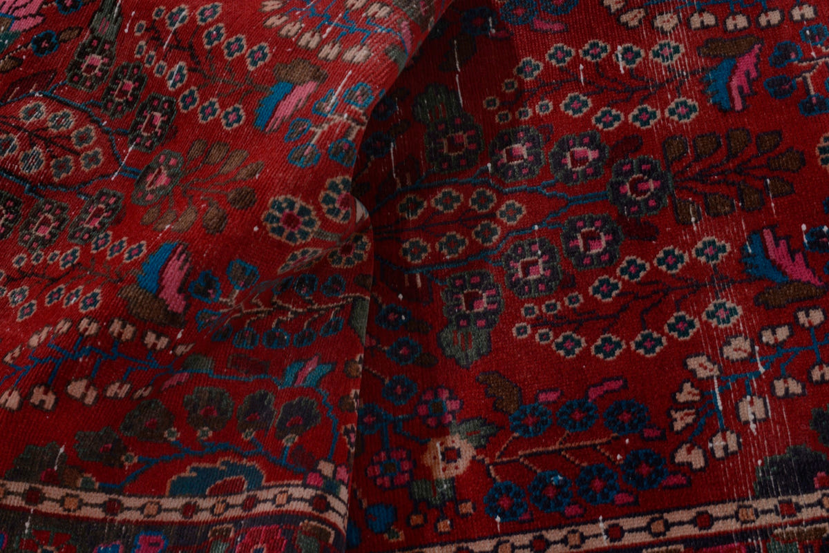 Turkish Anatolian runner rug in deep red and navy, view 10 of 22