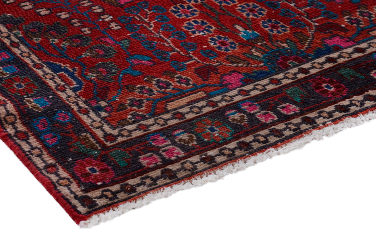 Turkish Anatolian runner rug in deep red and navy, view 19 of 22