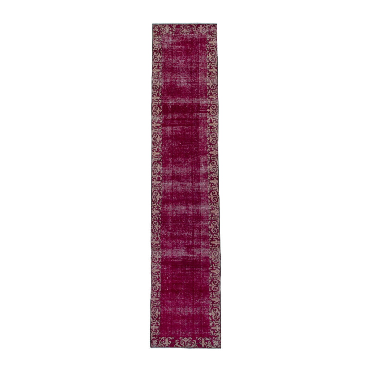 Persian Tabriz runner rug in burgundy and dusty rose, 2'8" x 13'5"