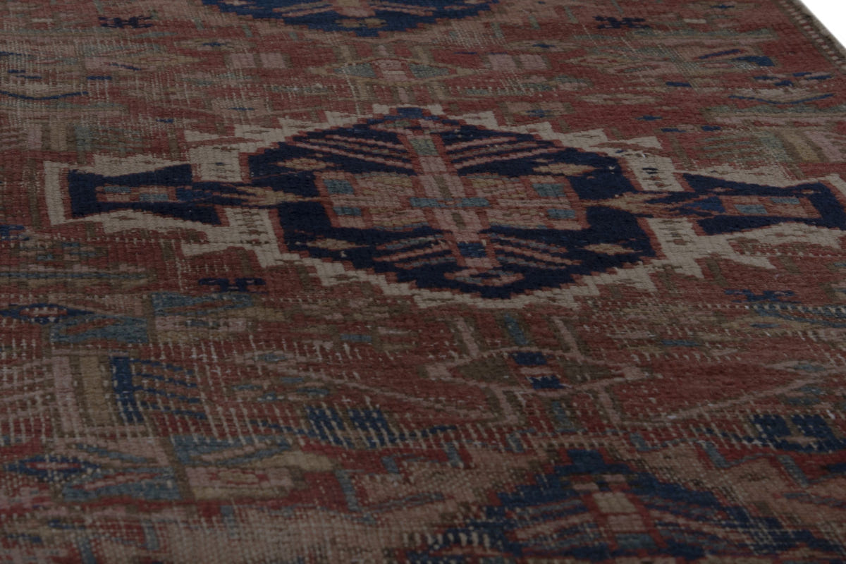 Turkish Anatolian runner rug in terracotta and navy, view 3 of 18