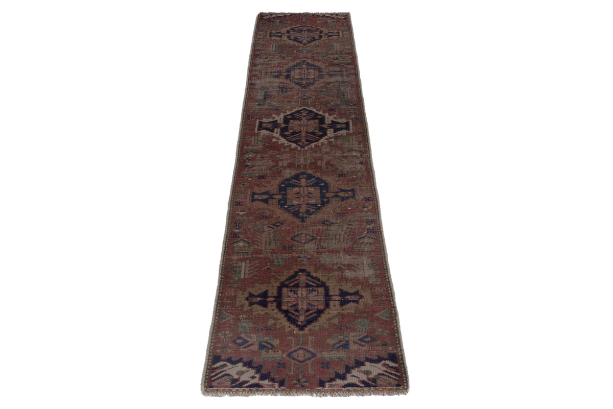 Turkish Anatolian runner rug in terracotta and navy, view 11 of 18