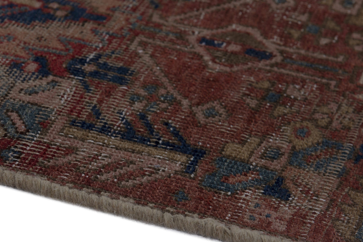 Turkish Anatolian runner rug in terracotta and navy, view 17 of 18
