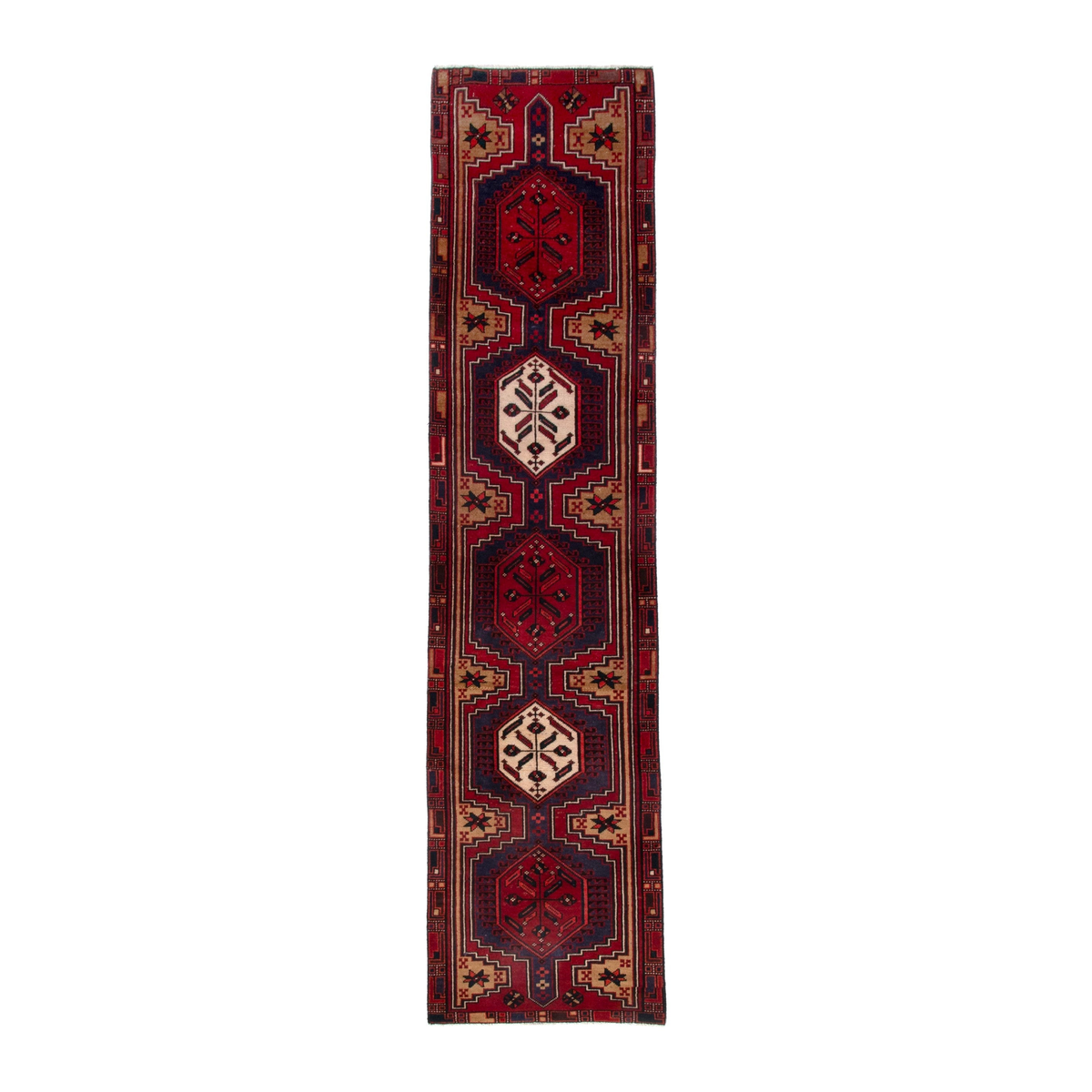 Persian Ardabil runner rug in burgundy and deep red, 2'5" x 9'10"