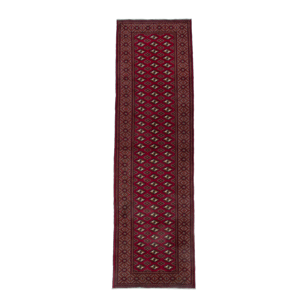 Persian Torkaman runner rug in burgundy and deep red, 3'6" x 12'2"