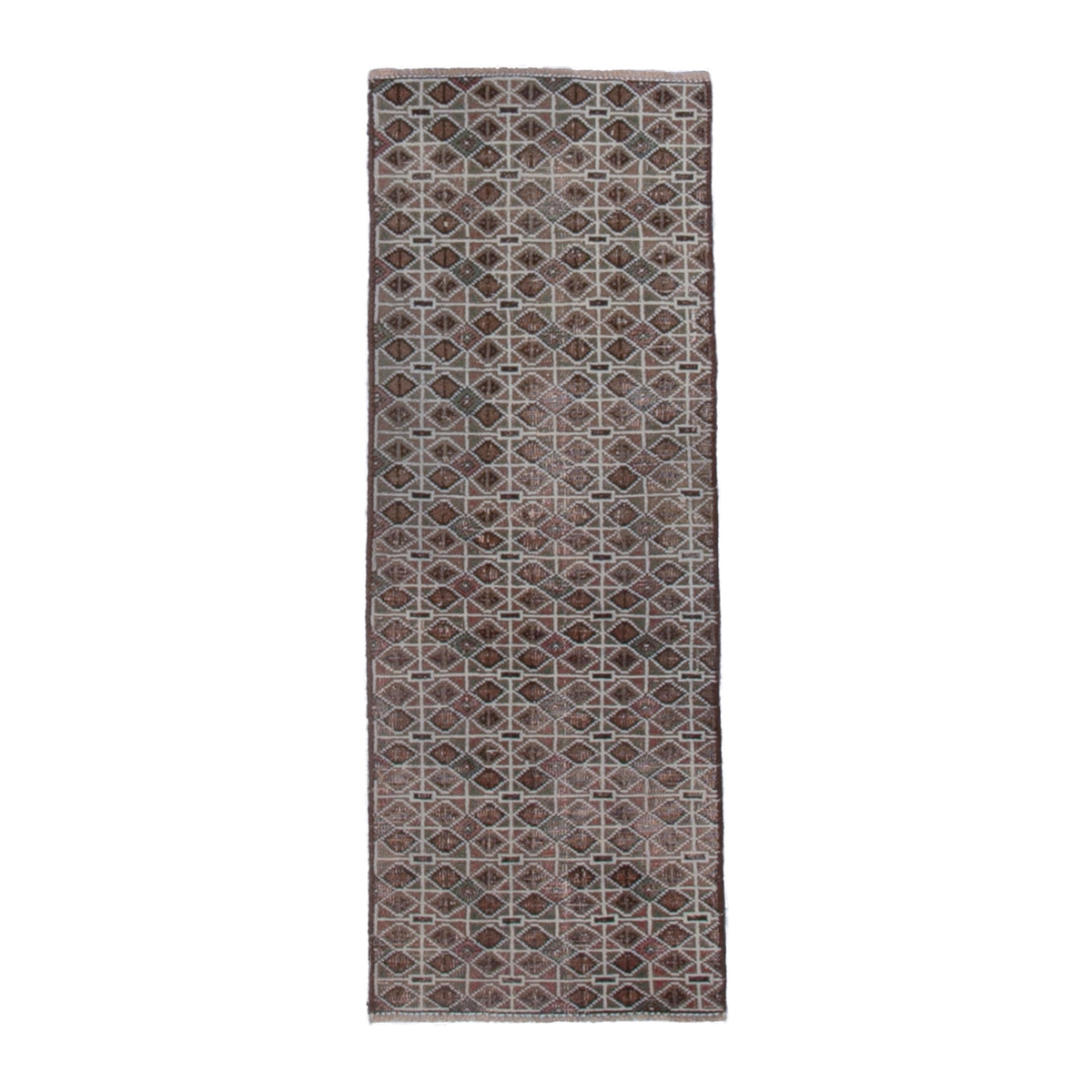Persian Torkaman accent rug in taupe and stone, 1'4" x 3'8"
