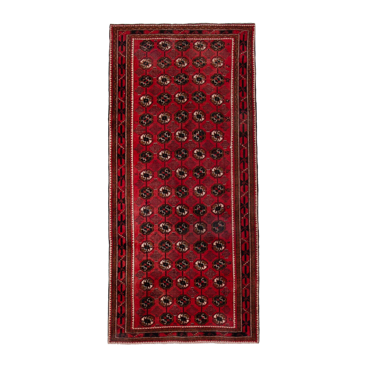 Persian Baluch runner rug in deep red and burgundy, 4'2" x 9'6"