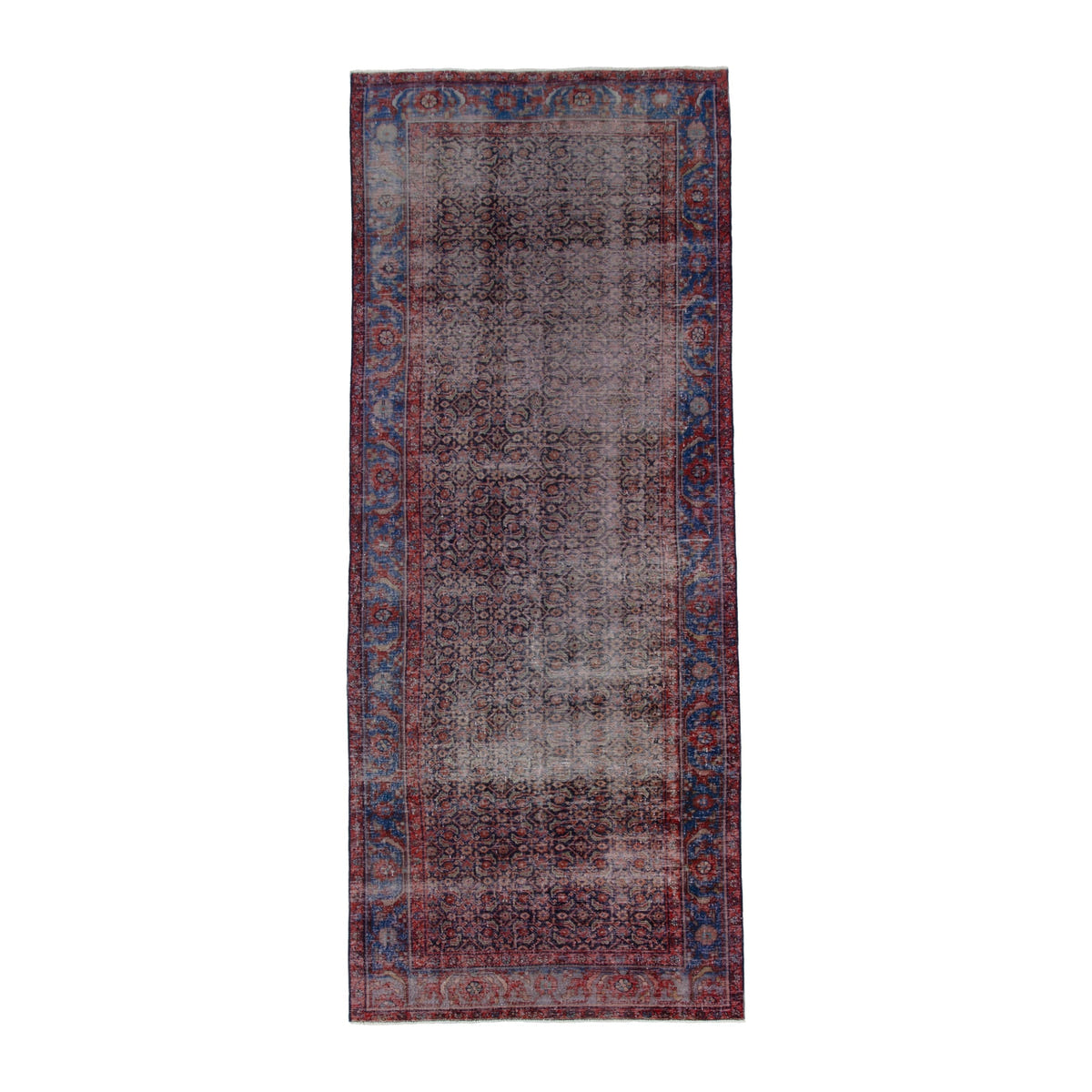 Persian Mahal area rug in light gray and dark blue, 5'1" x 13'3"